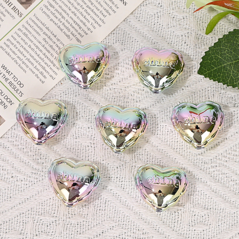 Wholesale  10pcs Electroplating Colorful  Heart Acrylic Beads