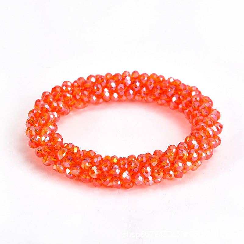 Wholesale Sequin Crystal Color Elastic Rubber Band Bracelet Dual Use