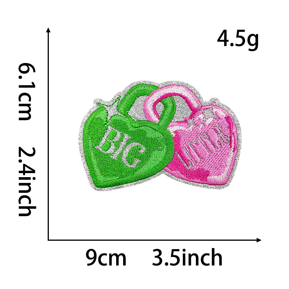 Wholesale Green and Pink Bowknot Love Embroidered DIY Patches