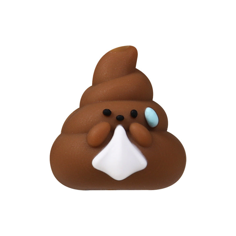 Wholesale 20pcs 3D Silicone Mixed Funny Poop Beaded Pen Decorated with Cartoon Glue Beads