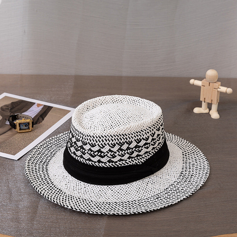 Wholesale Summer Color Matching Concave Top Straw Hat Sunshade Jazz Hat