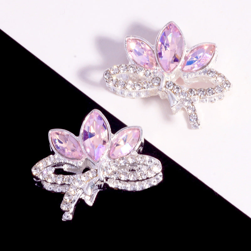 Wholesale 6pcs/pack Double-sided alloy rhinestone lotus straight hole loose DIY beads