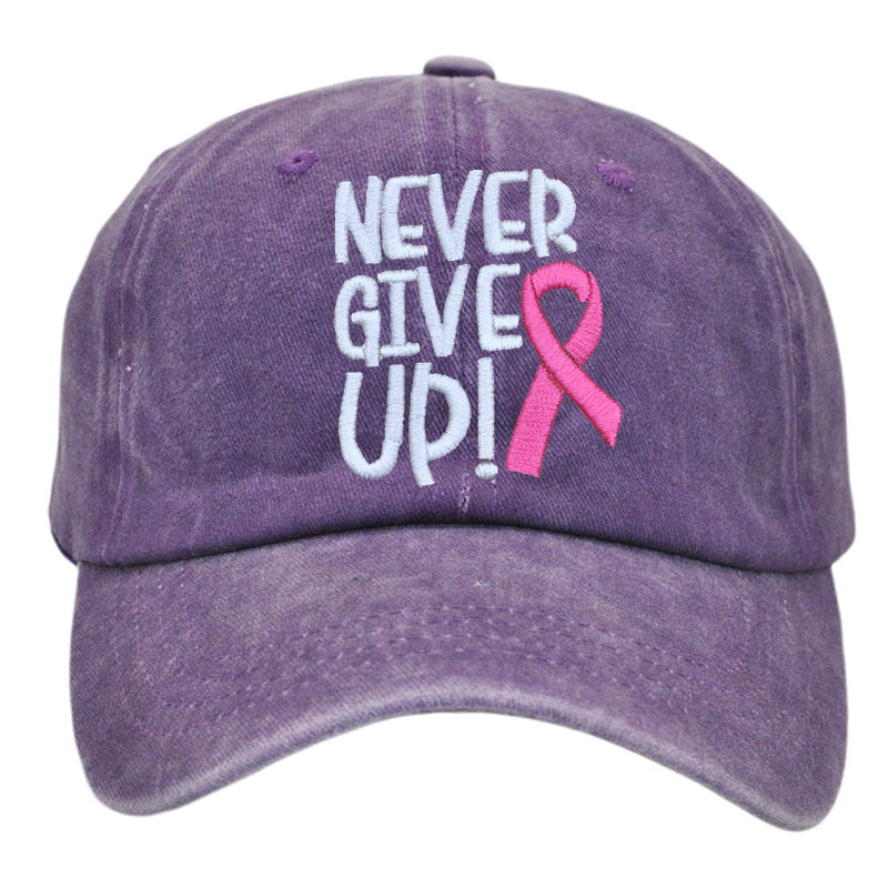 Wholesale Breast Ribbon Embroidery Washed Cotton Baseball Cap