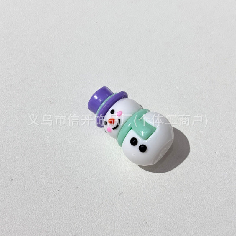 Wholesale  Random 100pcs/pack Perforated Soft Rubber Cartoon Snowman Hat Beads  3D Focal Beads