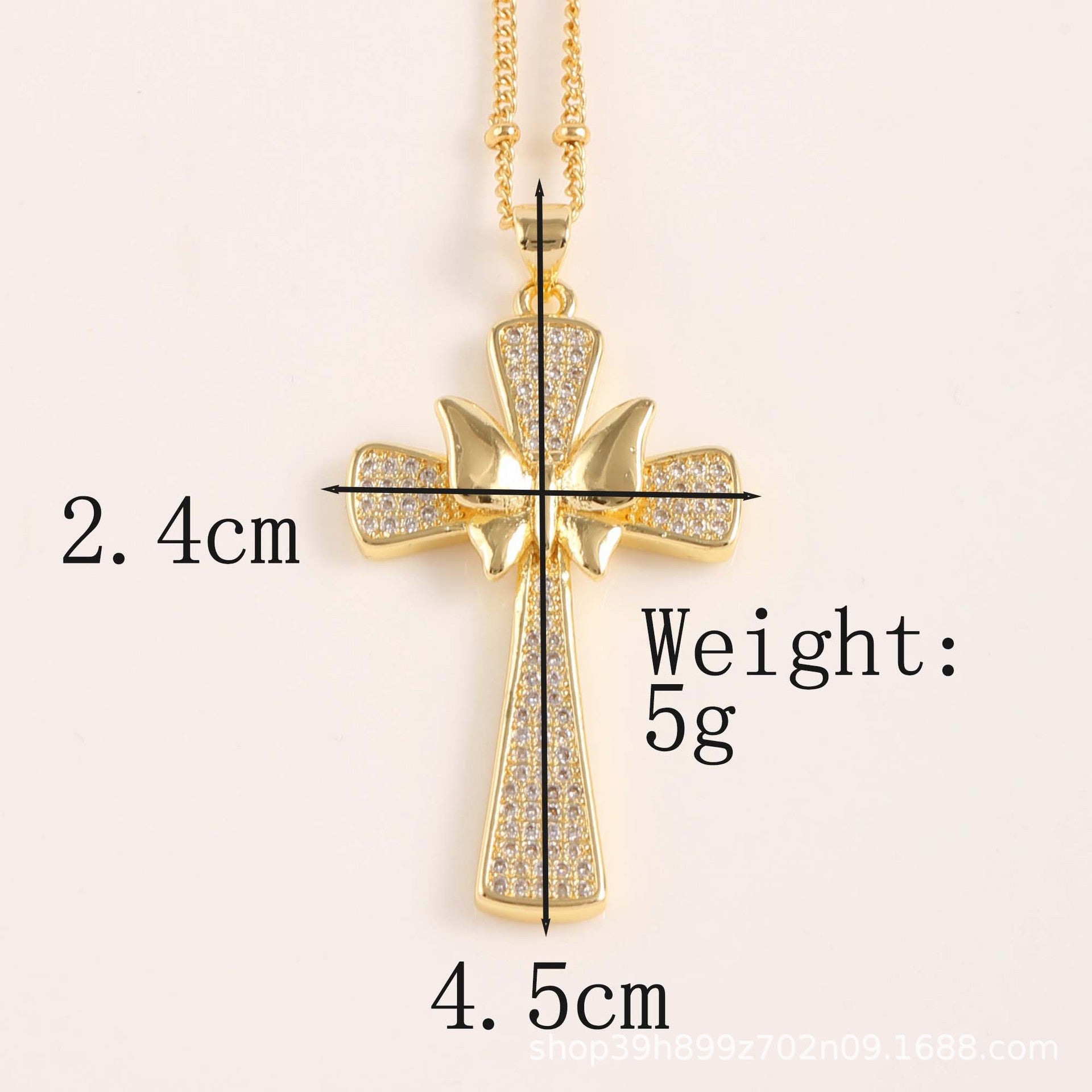Wholesale Gold cross micro inlaid zircon pendant necklace