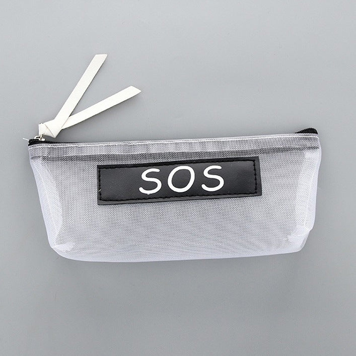 Wholesale Simple Transparent Mesh Polyester Pencil Case