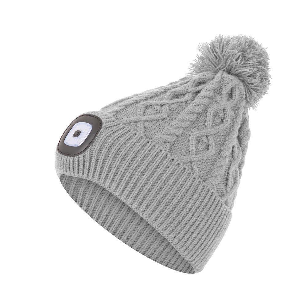 Wholesale Wool Cap LED Luminous USB Charging Wool Ball Knitted Cap