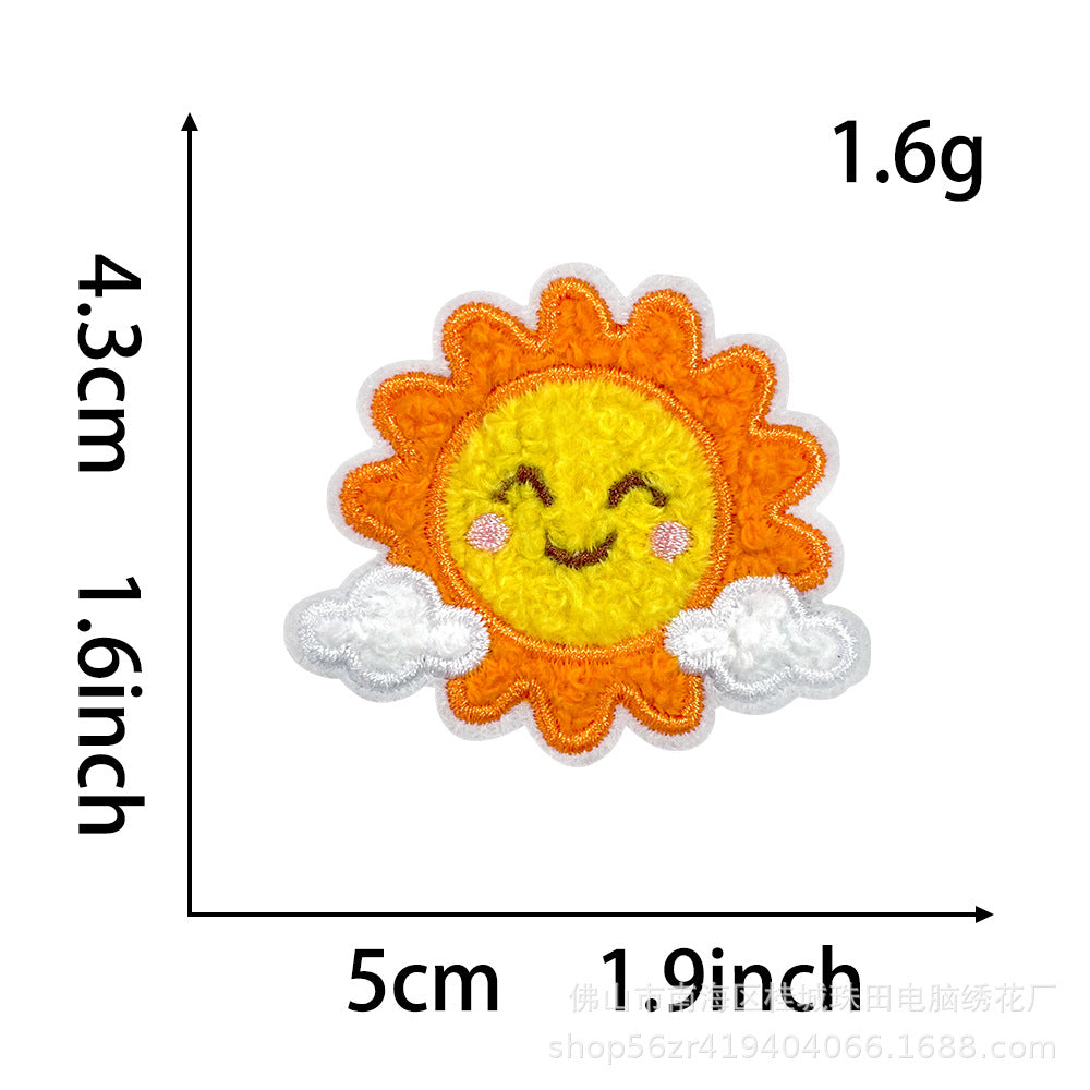 Wholesale Cartoon Animal Rainbow Sun Whale Series Towel Embroidered Patches Self Adhesive DIY Accessory For Shoes Hats Fashion Gift