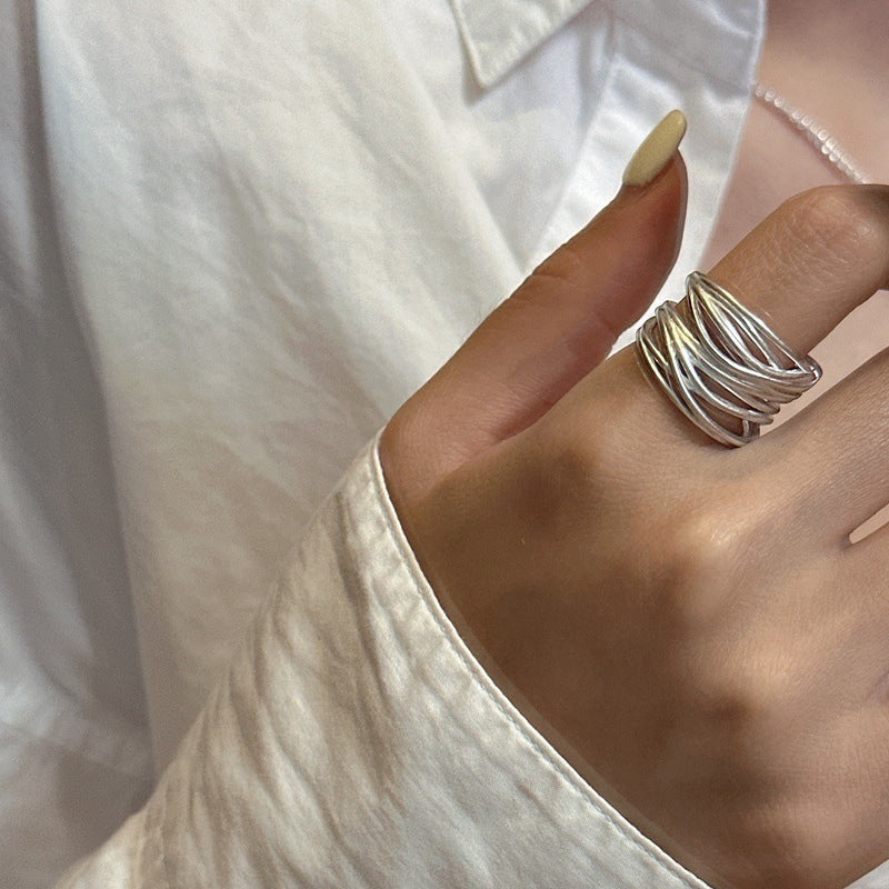 Wholesale Simple Artistic Niche Matte Wide Open Ring