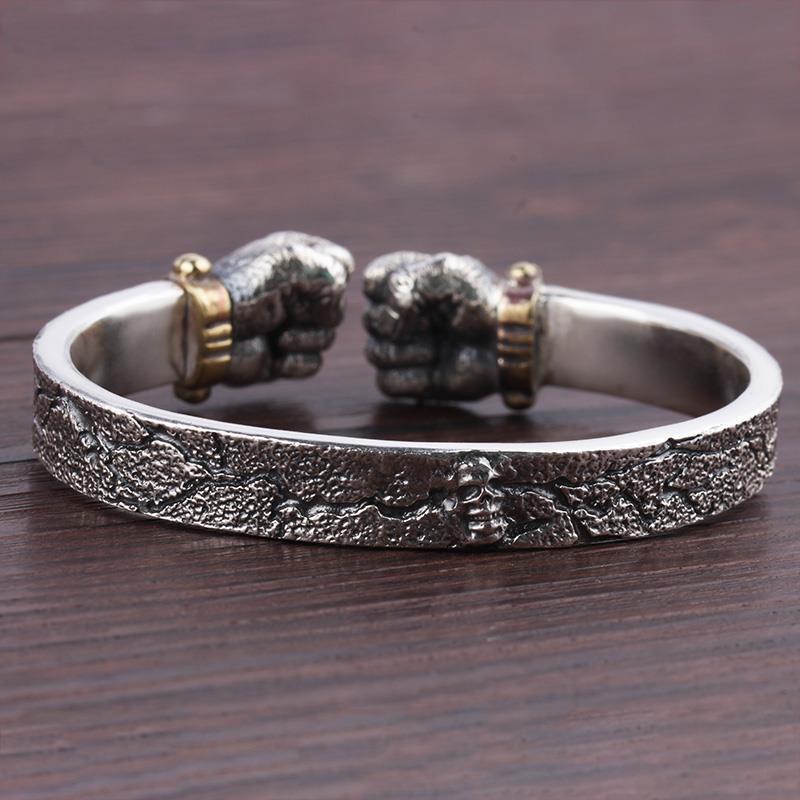 Wholesale Power in Hand Silver Solid Open Bracelet