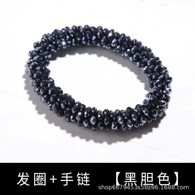 Wholesale Sequin Crystal Color Elastic Rubber Band Bracelet Dual Use