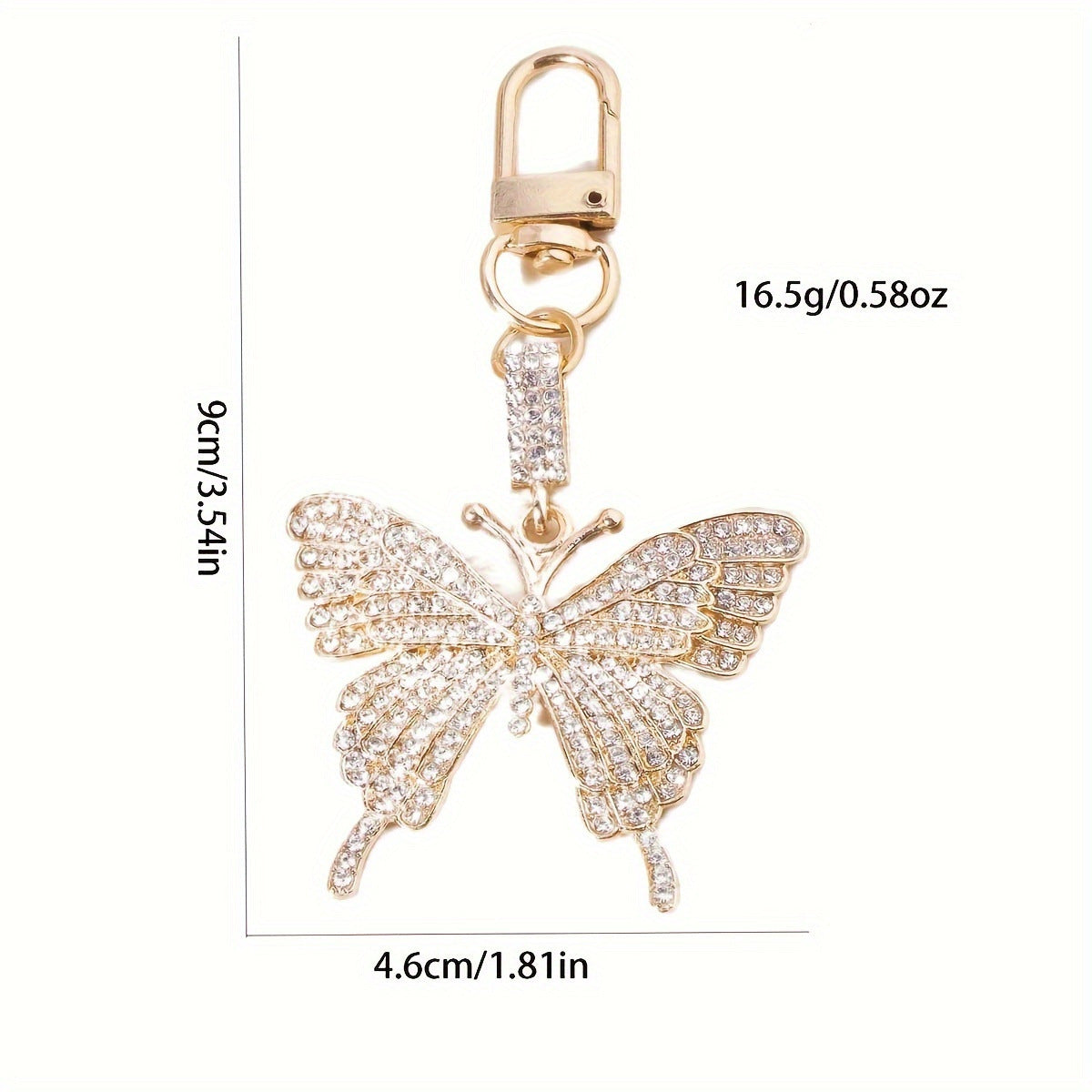 Wholesale Metal alloy colorful inlaid butterfly keychain creative pendant keychain ring