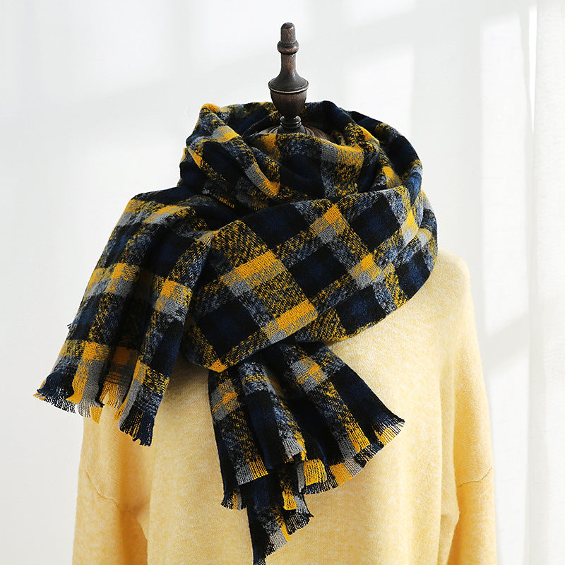 Wholesale Autumn and Winter Thickened Cashmere Plaid Scarves