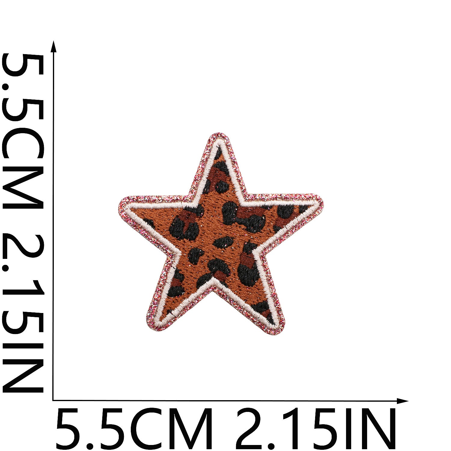 Wholesale Leopard Print Glitter Star Embroidered Patch Polyester Applique For Clothing Bags DIY