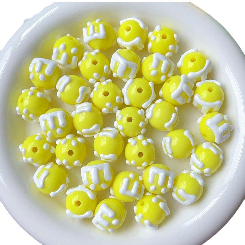 Wholesale 10pcs/pack Cream acrylic through-hole loose beads