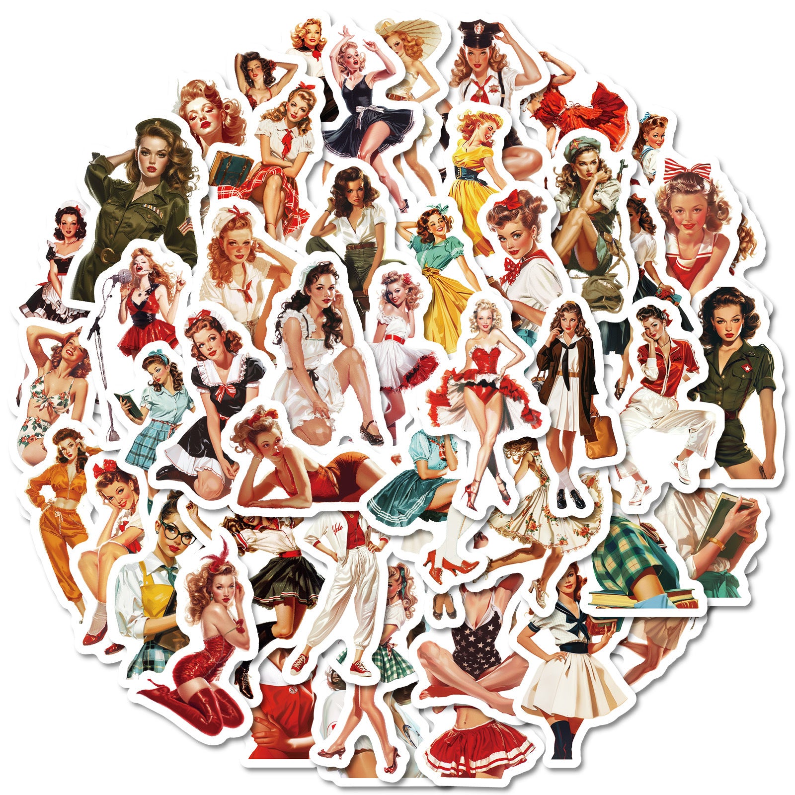 Wholesale 50pcs Various professions retro girls Graffiti Stickers