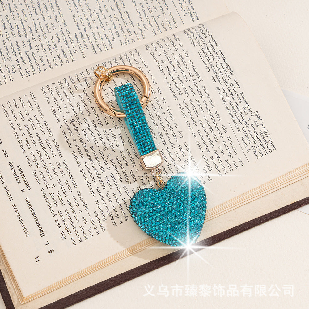 Wholesale Cute Cartoon Keychain Pendant Diamond-Encrusted Peach Heart Keychain