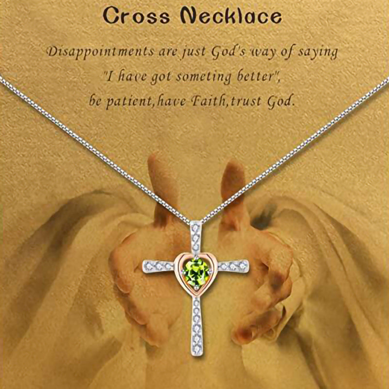 Wholesale Heart Shaped Hao Stone Cross Ladies Necklaces