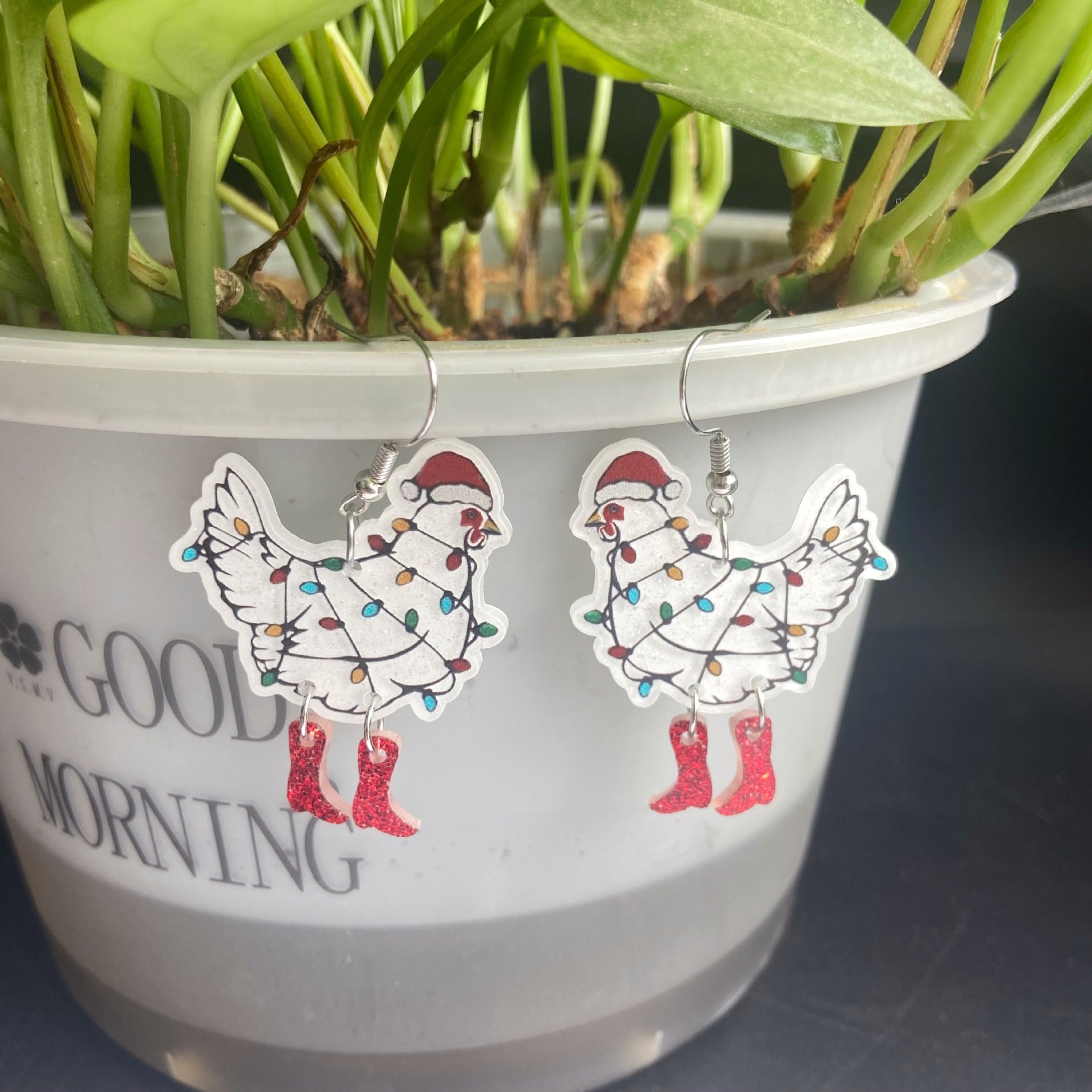 Wholesale Christmas colorful rooster earrings