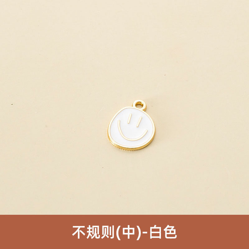 Wholesale Oil Drop Pendant Asymmetrical Funny Smiley Face Pendant Earrings Necklace Personality Pendant DIY Jewelry Accessories