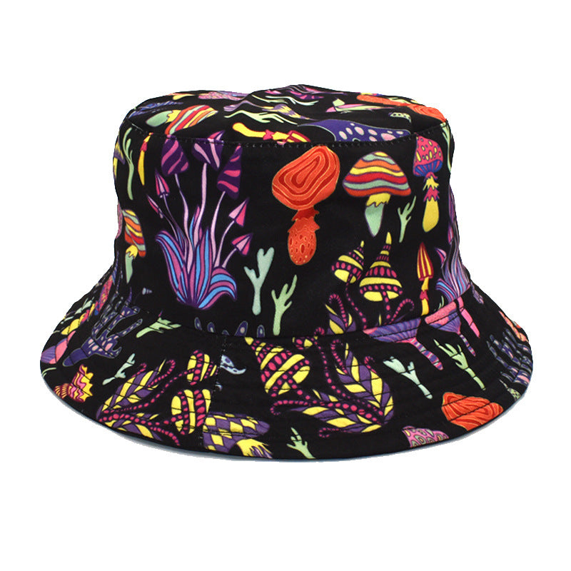 Wholesale Colorful Mushroom Pattern Foldable Outdoor Bucket Hat