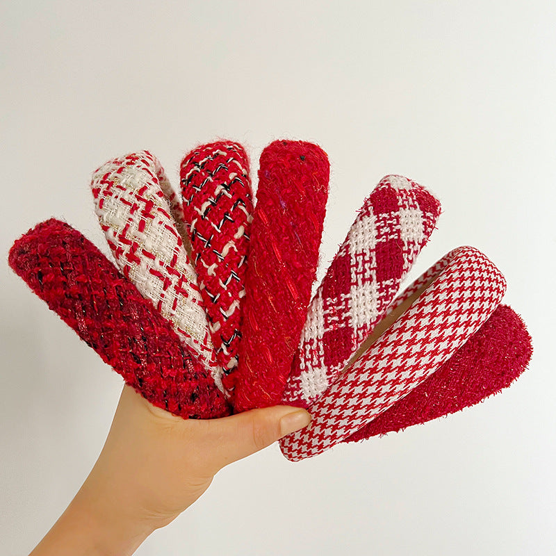 Wholesale Autumn and Winter Christmas Red Sponge Wide-brimmed Headband