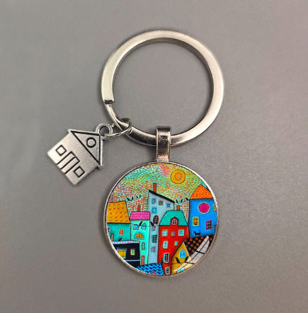 卸売カラフルなハウスメタルキーホルダー