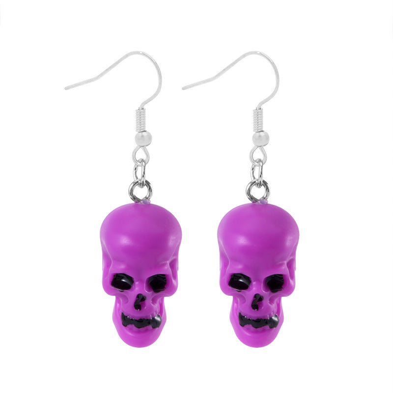 Wholesale Trendy  Earrings Exaggerated Resin Skull Pumpkin  Web Dangle Earrings Party Jewelry Accessory