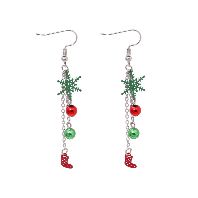 Wholesale Christmas Colored Bell Snowflake Christmas Tree Alloy Earrings