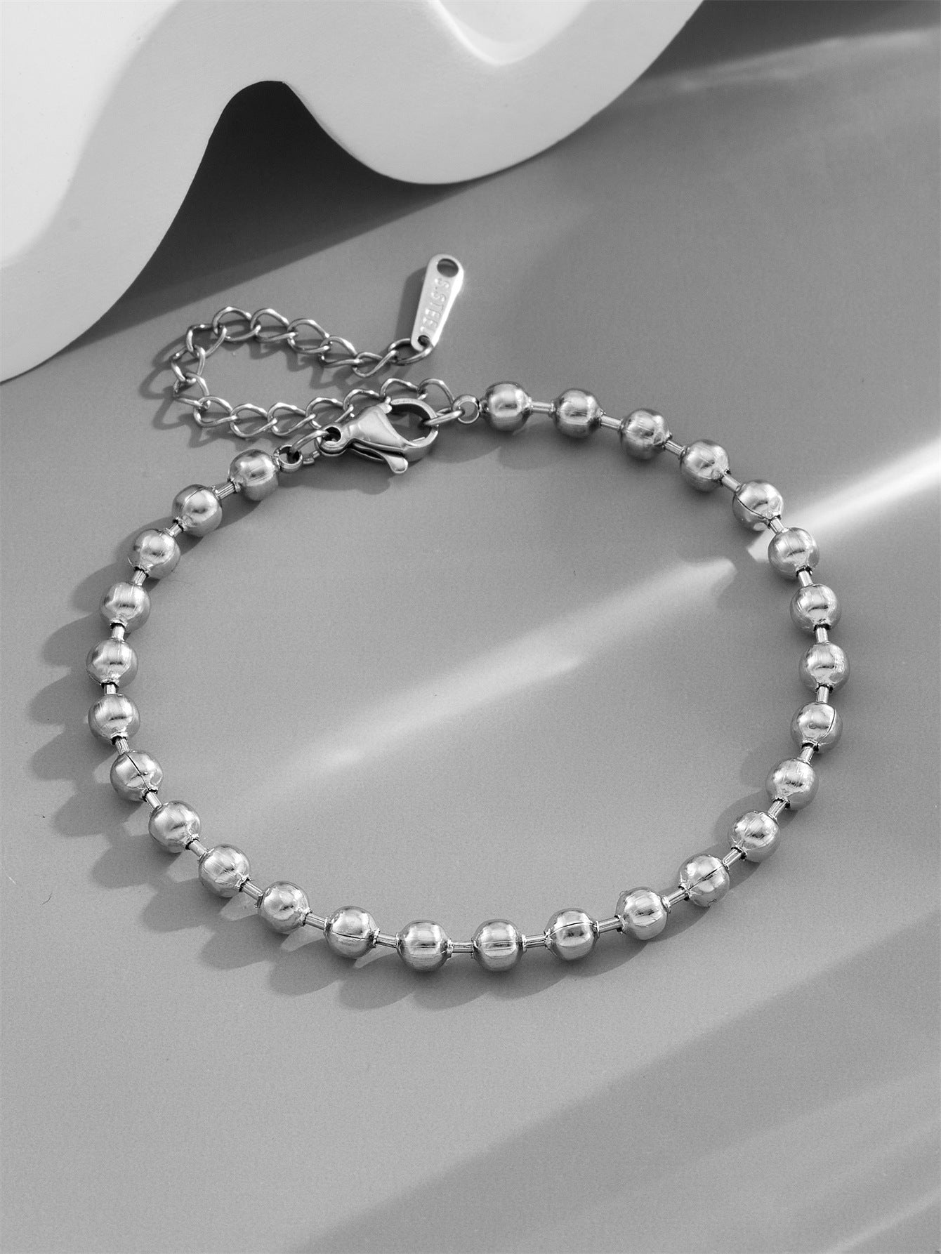 Wholesale  titanium steel  18K round beads Gold Plated Bracelet