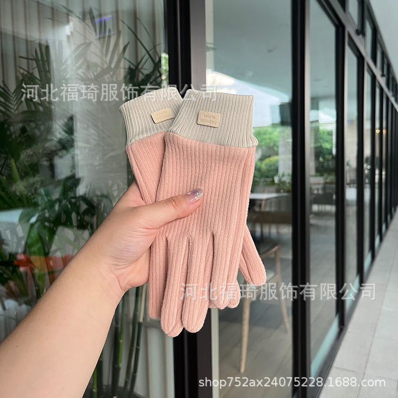 Wholesale Corduroy Plus Velvet Touch Screen Cold-proof Warm Gloves