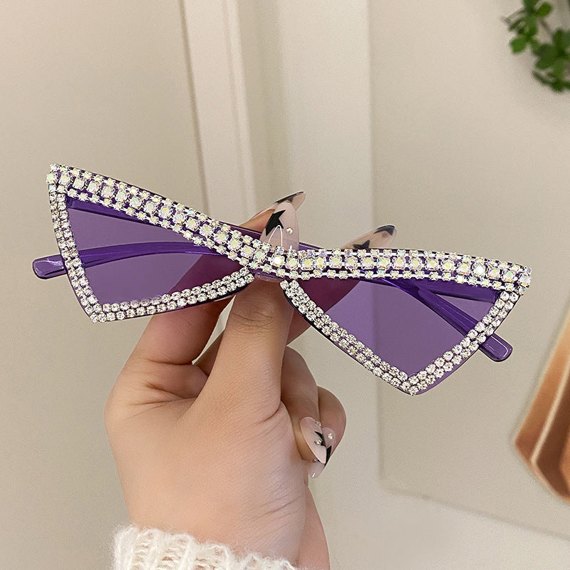 Wholesale Full Diamond Bow Colored Small Frame Birthday Letter Sunglasses