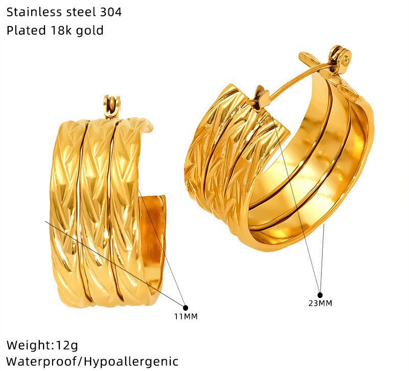 Wholesale Stainless steel wrapped gold geometric earrings