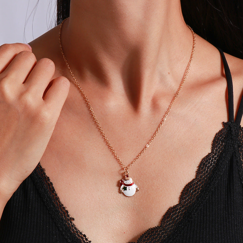 Wholesale Christmas Elk Cane Santa Claus Christmas Tree Necklace Set