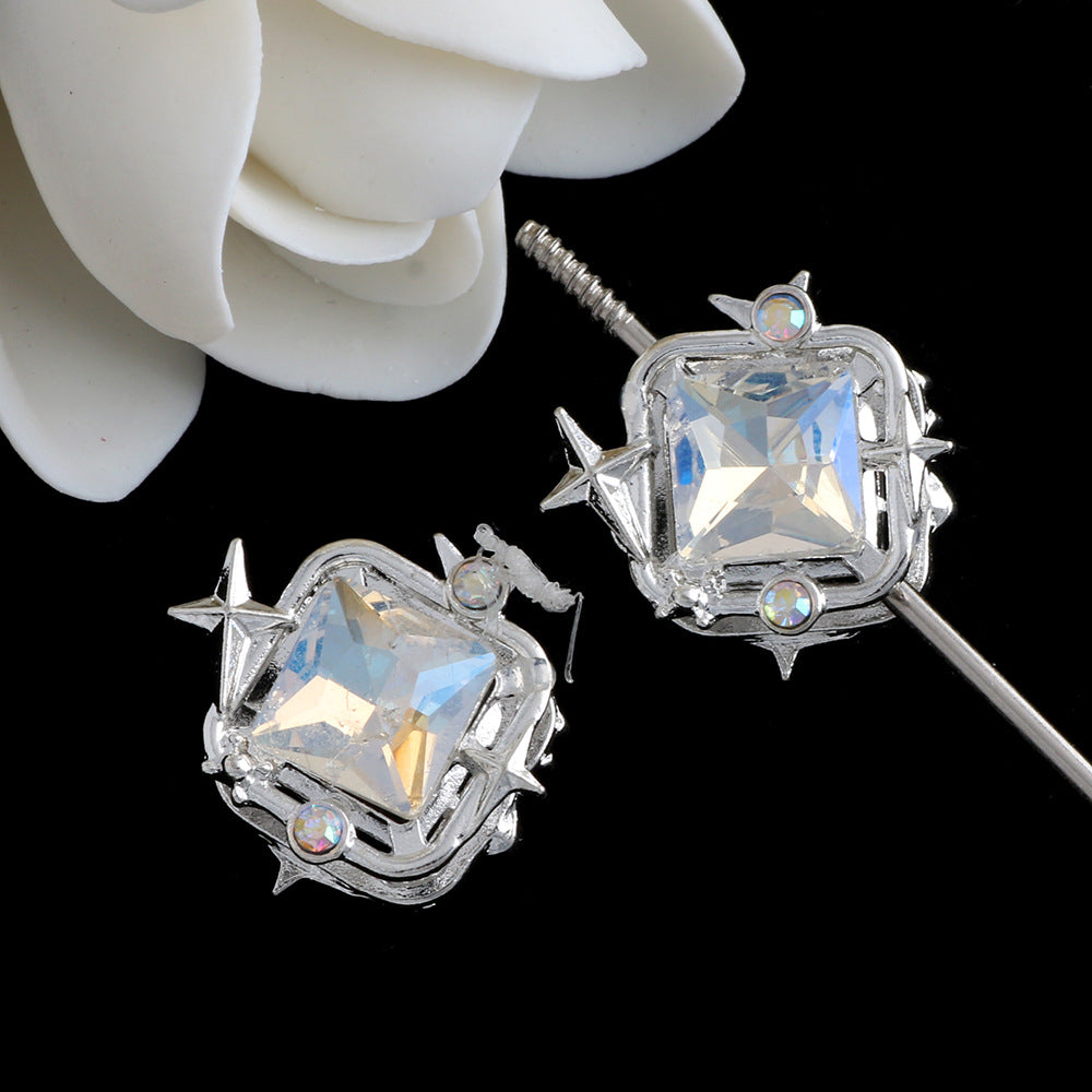 Wholesale 10pcs Double sided alloy colored star square straight hole beads