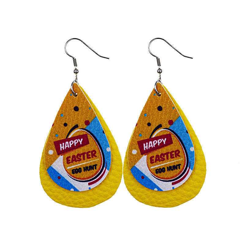 Wholesale arrival St. parcret festival leather Easter white rabbit leather earrings