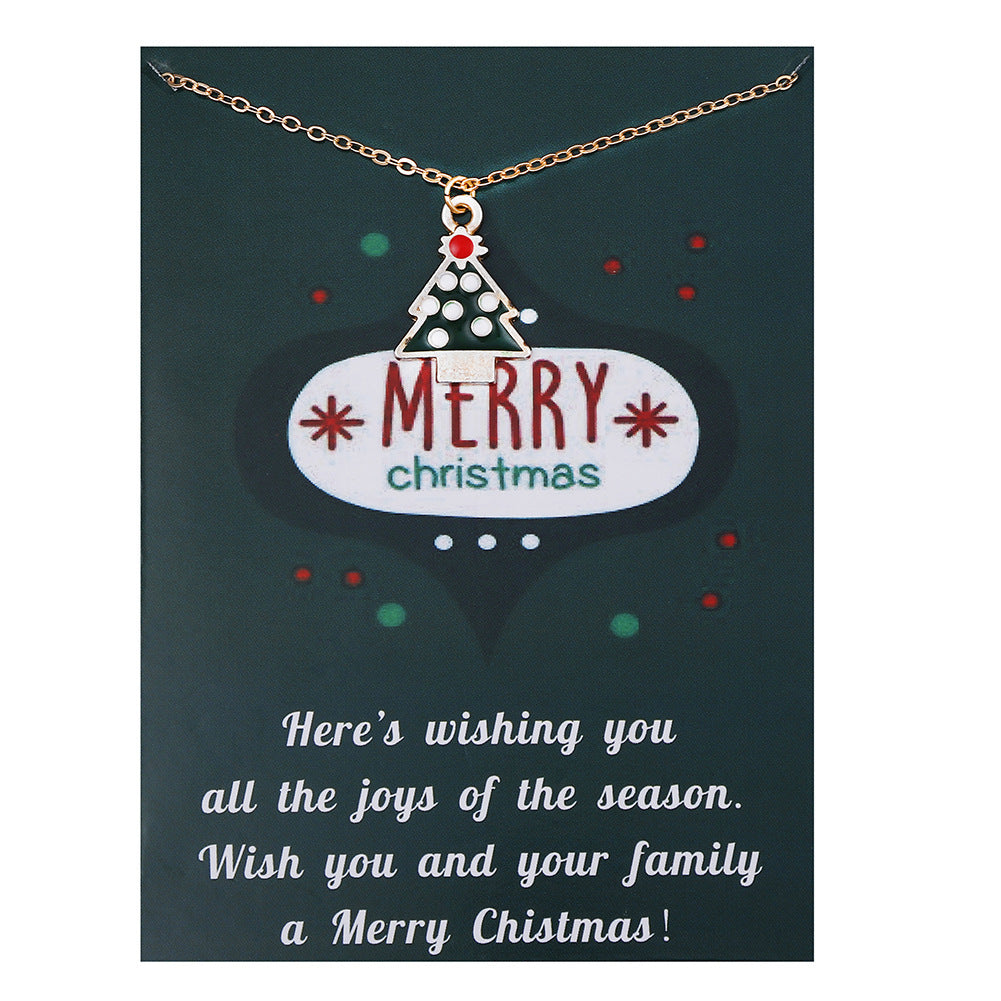 Wholesale Christmas Tree Pendant Card Necklace Clavicle Chain
