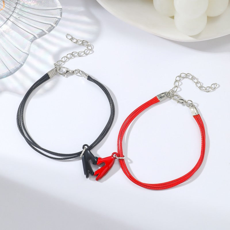 Wholesale Valentine's Day Alloy Heart Suction Bracelets