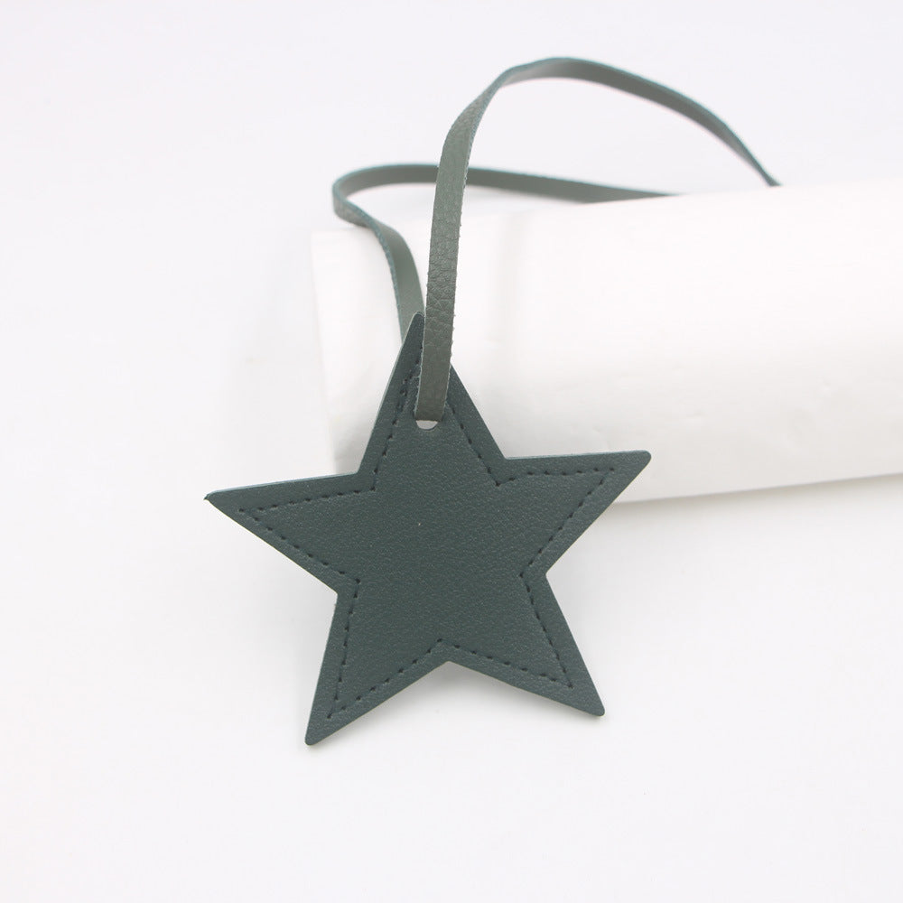 Wholesale Black PU Leather Star Bag Charm Five Point Star Pendant Lanyard Everyday Decorative Accessory For Handbags Boutique Resale