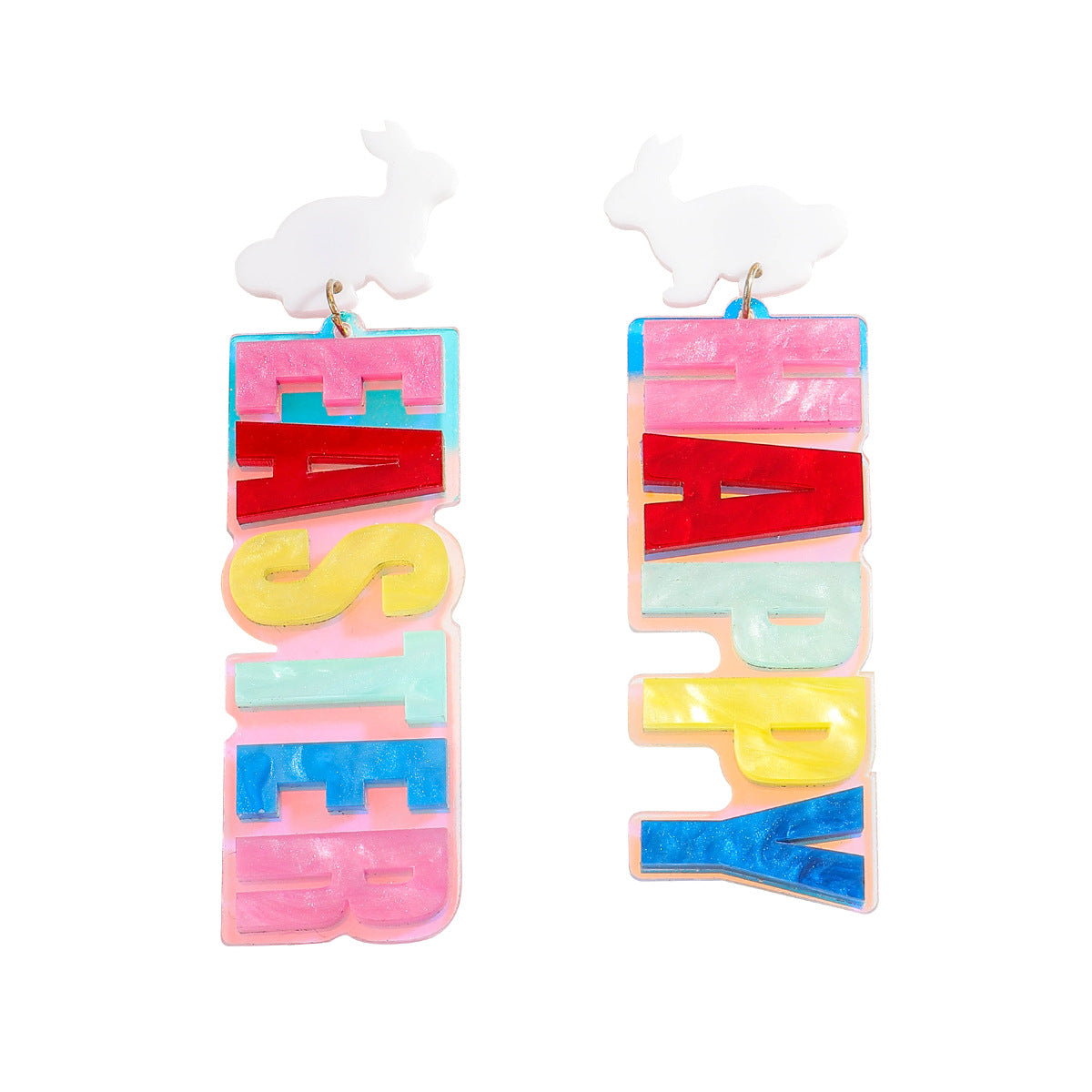Wholesale Easter tassel colored rabbit letter enamel earrings