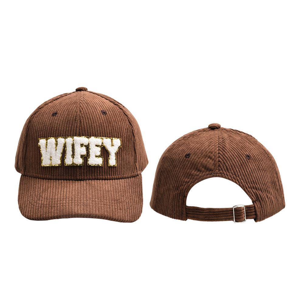 Wholesale WIFEY Letter Corduroy Baseball Cap