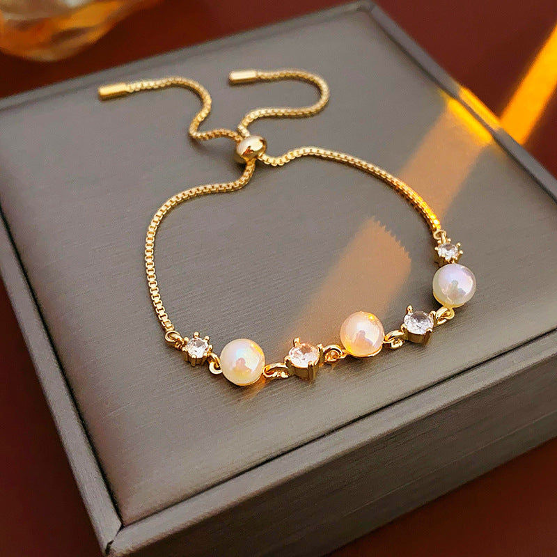 Wholesale Light Luxury Niche Exquisite High-end Pull-out Adjustable Zircon Bracelet