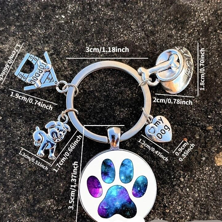 Wholesale 5pcs Dog Bowl Love My Dog Time Gemstone Keychain Pet Lover Key