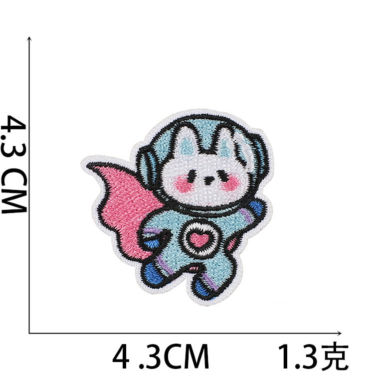 Wholesale Stupid Space Rabbit Embroidery Cloth Sticker Clothes Decoration Patch Spaceship Rabbit Computer Embroidery Sticker Ironing Chapter