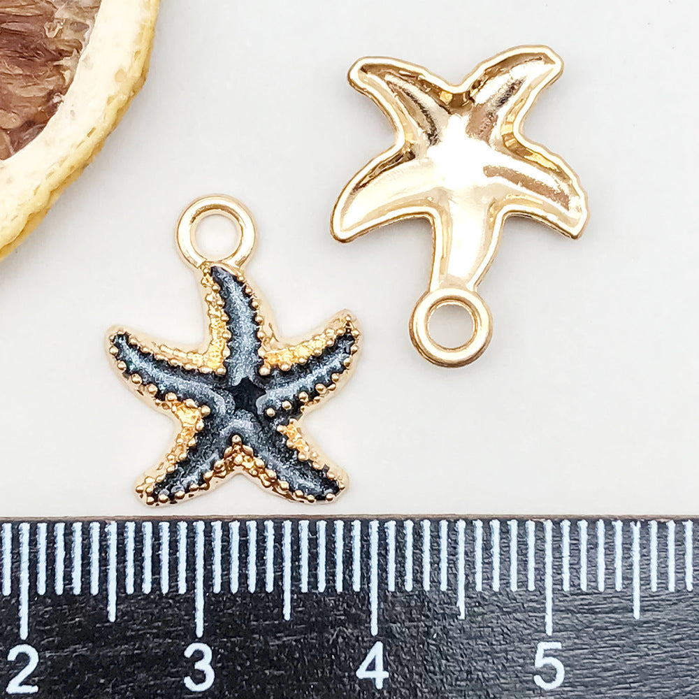 Wholesale 1 New Colored Drip Oil Alloy Simulation Shell Starfish Series DIY Pendant