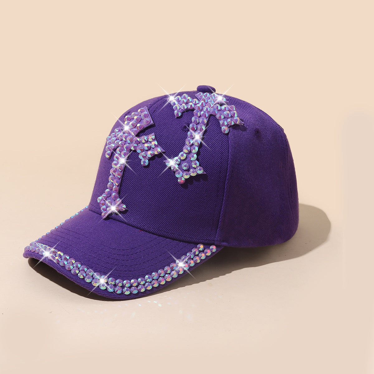 Wholesale Rhinestone fashionable and versatile summer handmade diamond sun protection baseball cap for men and women