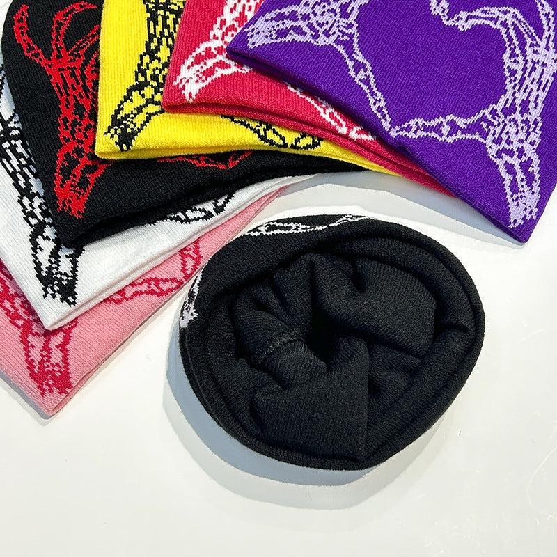 Wholesale 2023 Autumn and Winter New Love Skull Hand Woolen Beanie Knitted Hat