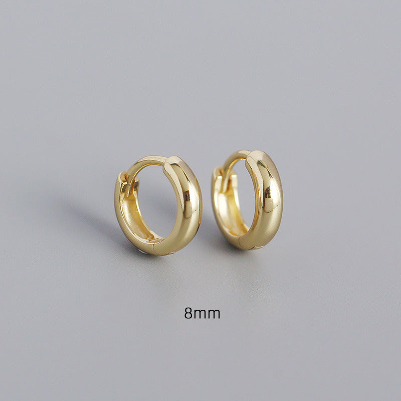 Wholesale Smooth Round Simple Stacking Temperament Versatile S925 Sterling Silver Earrings