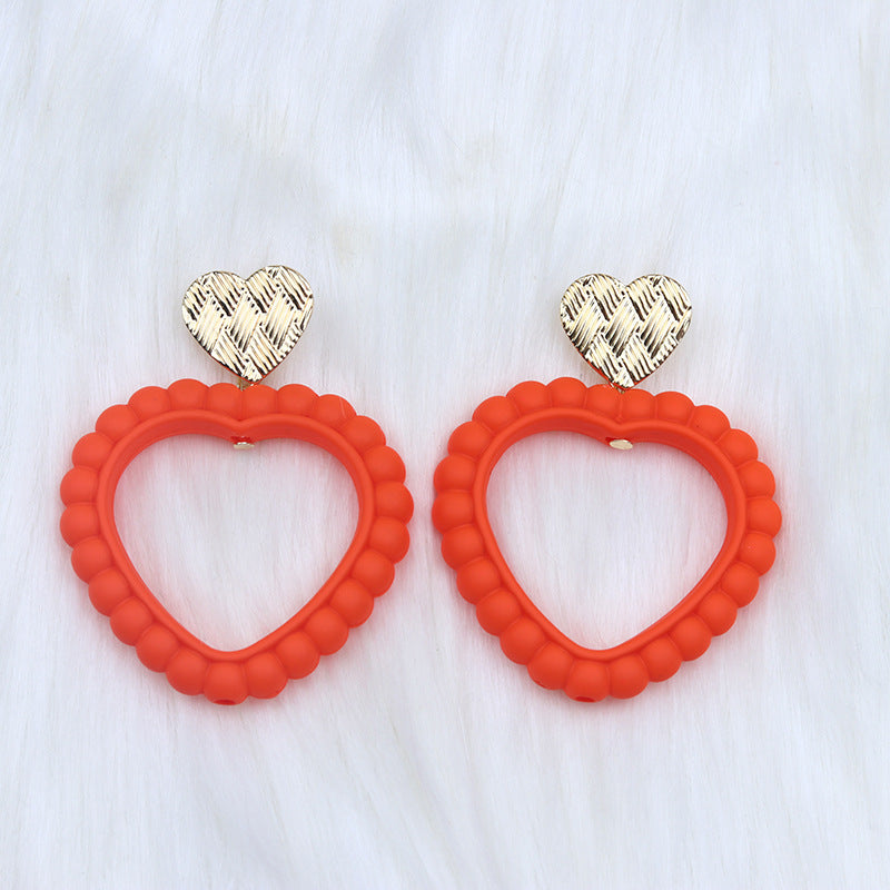 Wholesale Valentine's Day Heart Hollow Acrylic Earrings