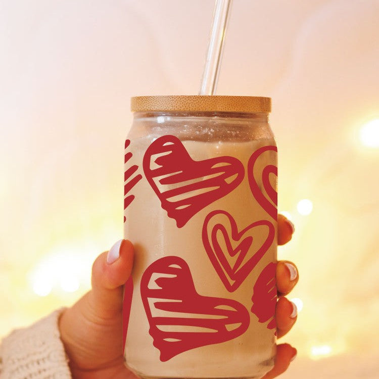 Wholesale Red Love Cartoon Valentine's Day 16oz Cup UV DTF Wraps